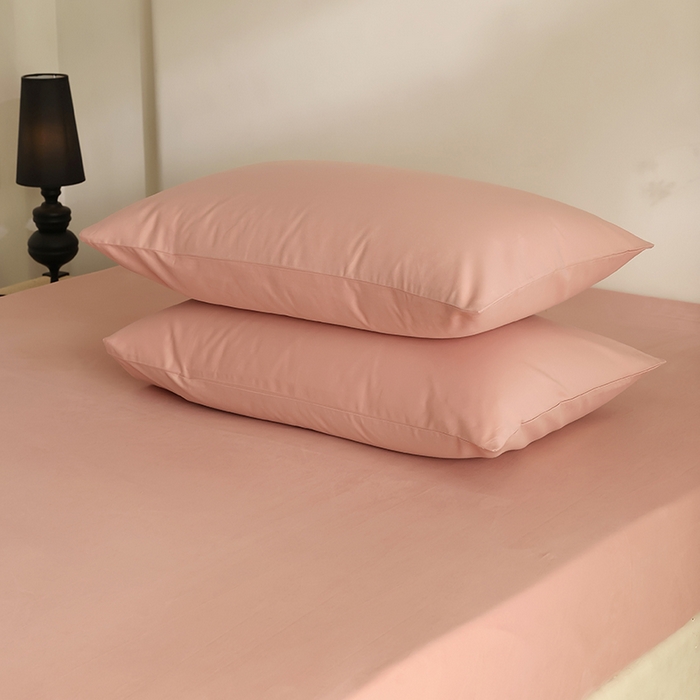 91家纺网 家纺一手货源 找家纺 轩和家居 2024新款50S长绒棉磨毛单枕套 深粉