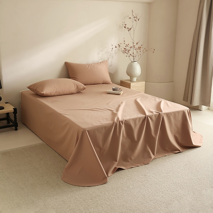 91家纺网 家纺一手货源 找家纺 轩和家居 2024新款50S长绒棉磨毛单床单 焦糖橙