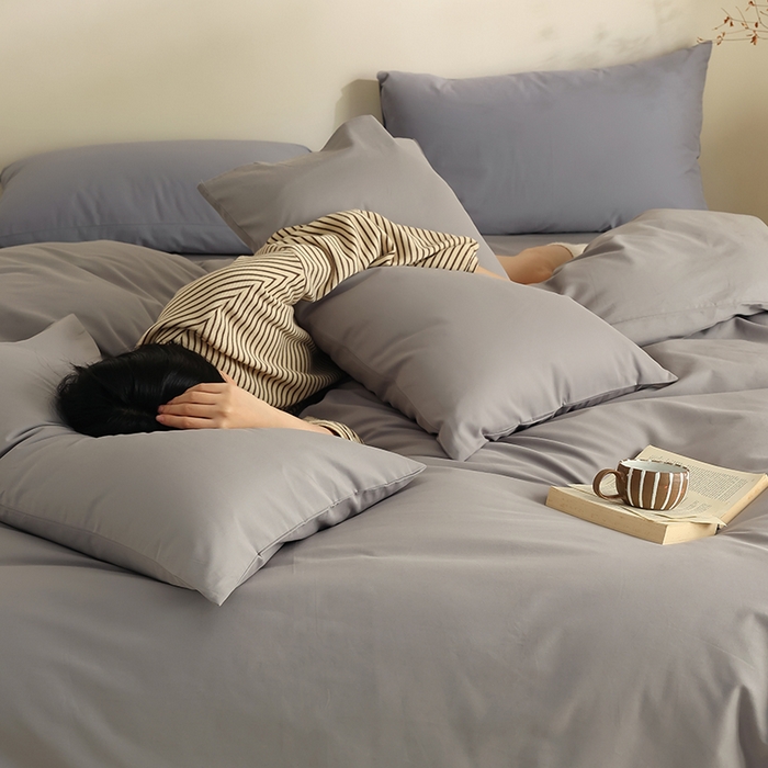 91家纺网 家纺一手货源 找家纺 轩和家居 2024新款50S长绒棉磨毛单被套 中灰