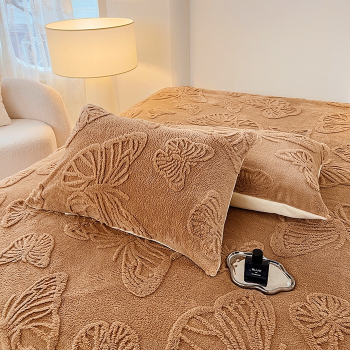 91家纺网 家纺一手货源 找家纺 锦润家纺 2024新款双面塔芙绒枕套一对 塔芙绒-深咖