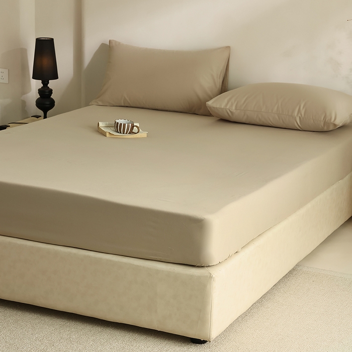 91家纺网 家纺一手货源 找家纺 轩和家居 2024新款50S长绒棉磨毛单床笠 摩卡