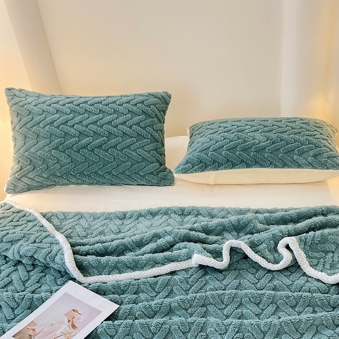 91家纺网 家纺一手货源 找家纺 锦润家纺 2024新款双面塔芙绒枕套一对 塔芙绒-雾蓝