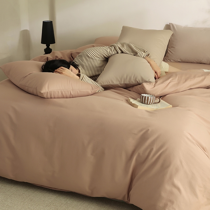 91家纺网 家纺一手货源 找家纺 轩和家居 2024新款50S长绒棉磨毛单被套 焦糖橙