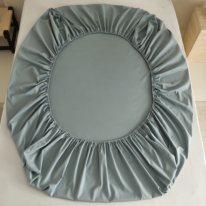 91家纺网 家纺一手货源 找家纺 轩和家居 2024新款50S长绒棉磨毛单床笠 灰蓝