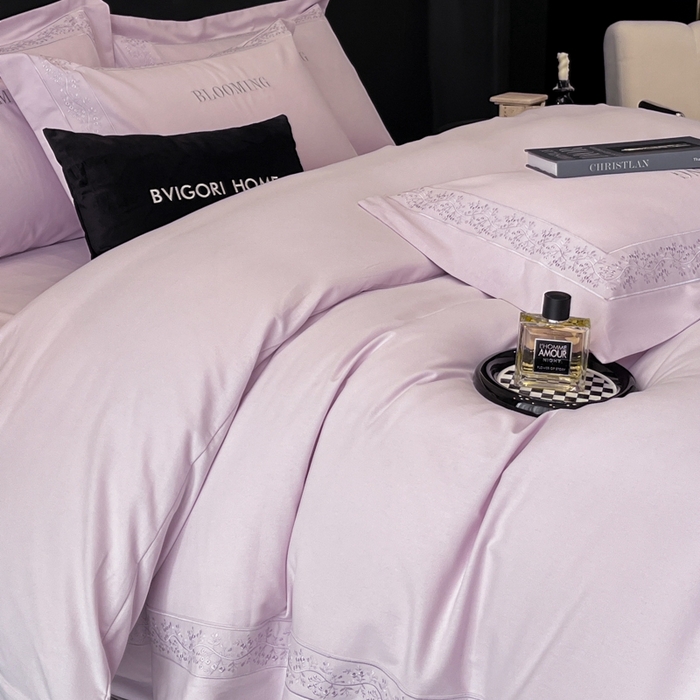 91家纺网 家纺一手货源 找家纺 安妮家居 2024新款A类云锦长绒棉全棉磨毛四件套含礼盒包装 云锦-紫色