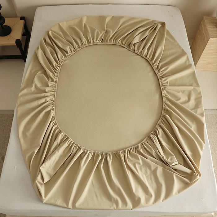 91家纺网 家纺一手货源 找家纺 轩和家居 2024新款50S长绒棉磨毛单床笠 透明黄