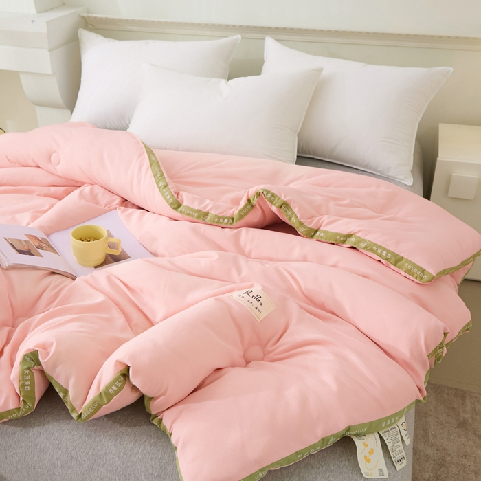 91家纺网 家纺一手货源 找家纺 凯森家纺 2024新款针织水洗棉大豆纤维立体被冬被春秋被 粉色