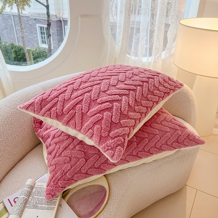 锦润家纺 2024新款双面塔芙绒枕套一对 塔芙绒-豆沙