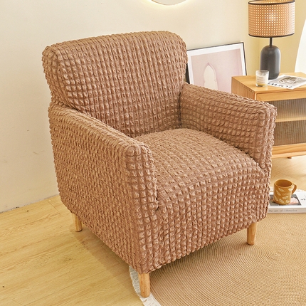 启博家纺 2024新款泡泡纱单人沙发椅罩 驼色
