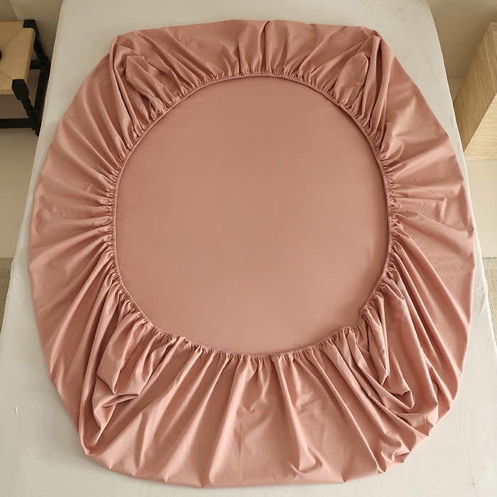 91家纺网 家纺一手货源 找家纺 轩和家居 2024新款50S长绒棉磨毛单床笠 深粉