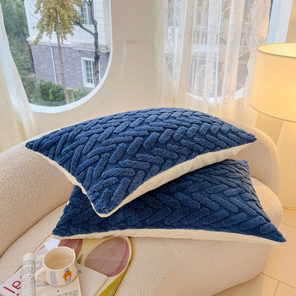 锦润家纺 2024新款双面塔芙绒枕套一对 塔芙绒-深蓝