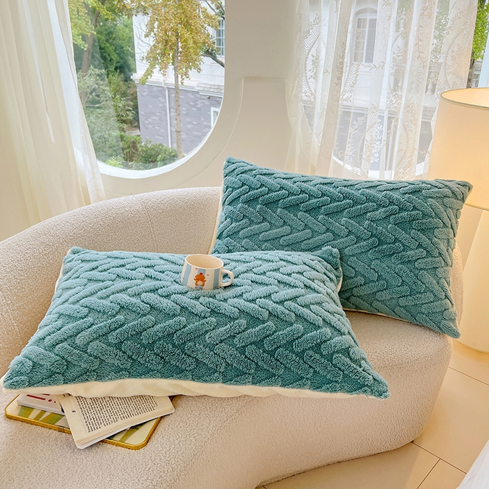 91家纺网 家纺一手货源 找家纺 锦润家纺 2024新款双面塔芙绒枕套一对 塔芙绒-雾蓝