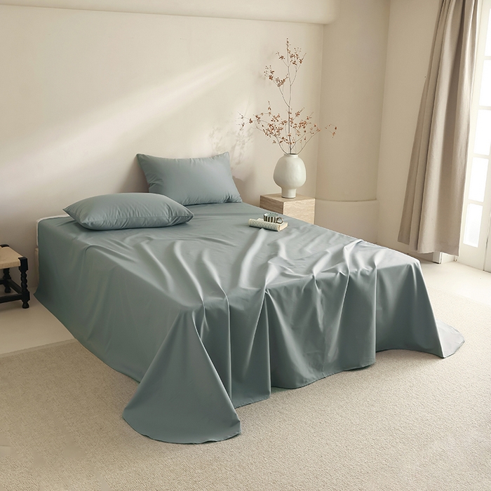 91家纺网 家纺一手货源 找家纺 轩和家居 2024新款50S长绒棉磨毛单床单 灰蓝