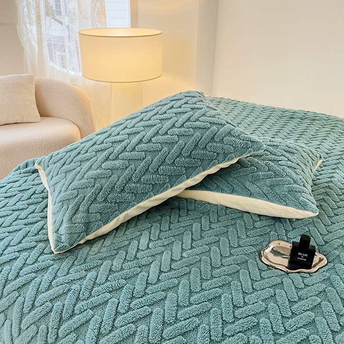 91家纺网 家纺一手货源 找家纺 锦润家纺 2024新款双面塔芙绒枕套一对 塔芙绒-雾蓝