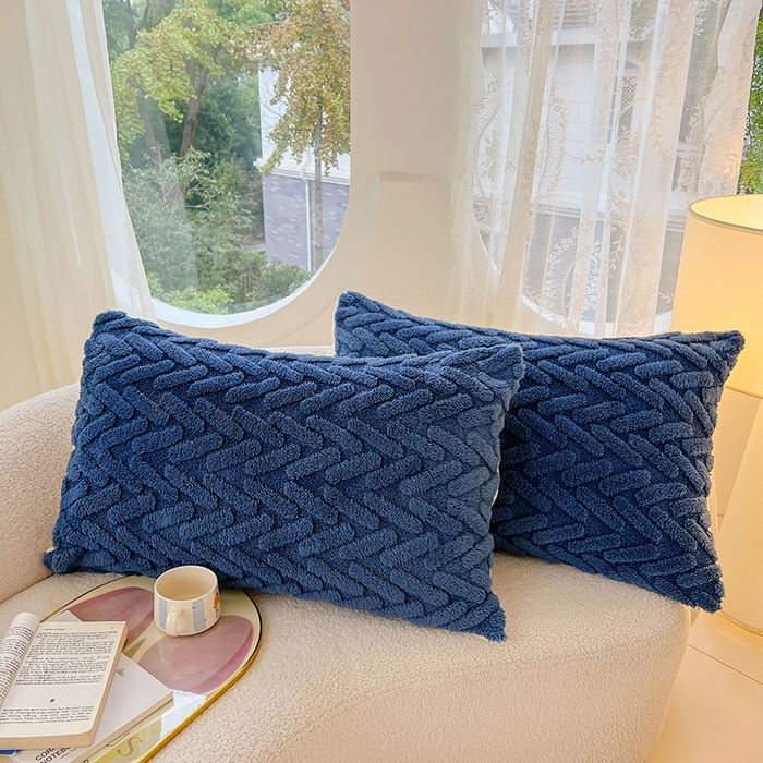 91家纺网 家纺一手货源 找家纺 锦润家纺 2024新款双面塔芙绒枕套一对 塔芙绒-深蓝