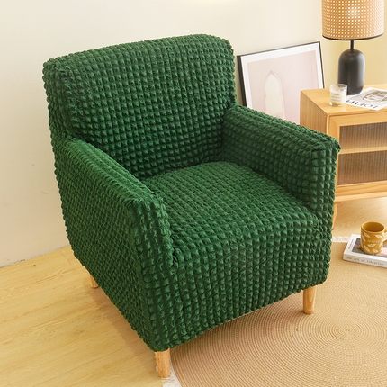 91家纺网 家纺一手货源 找家纺 启博家纺 2024新款泡泡纱单人沙发椅罩 橄榄绿