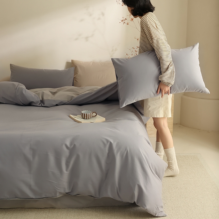 91家纺网 家纺一手货源 找家纺 轩和家居 2024新款50S长绒棉磨毛单被套 中灰+摩登灰