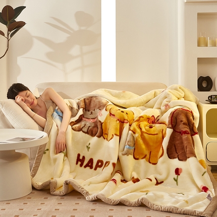 91家纺网 家纺一手货源 找家纺 （总）丹兰 双层加厚拉舍尔毛毯牛奶绒毯子结婚盖毯法兰绒垫毯