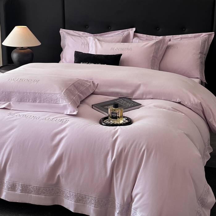 91家纺网 家纺一手货源 找家纺 安妮家居 2024新款A类云锦长绒棉全棉磨毛四件套含礼盒包装 云锦-紫色