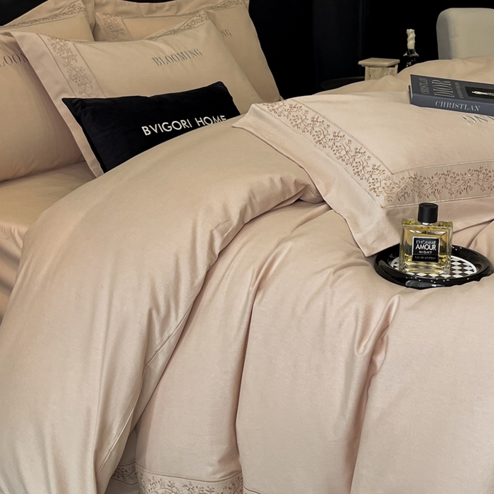 91家纺网 家纺一手货源 找家纺 安妮家居 2024新款A类云锦长绒棉全棉磨毛四件套含礼盒包装 云锦-驼色