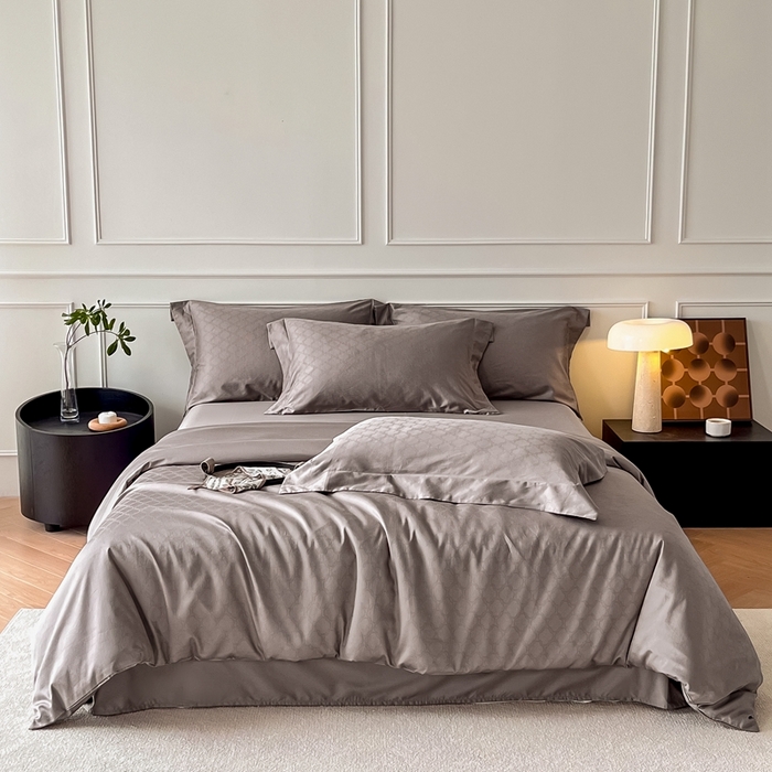 91家纺网 家纺一手货源 找家纺 安莱生活 2024新款100s全棉提花简约四件套 艺维