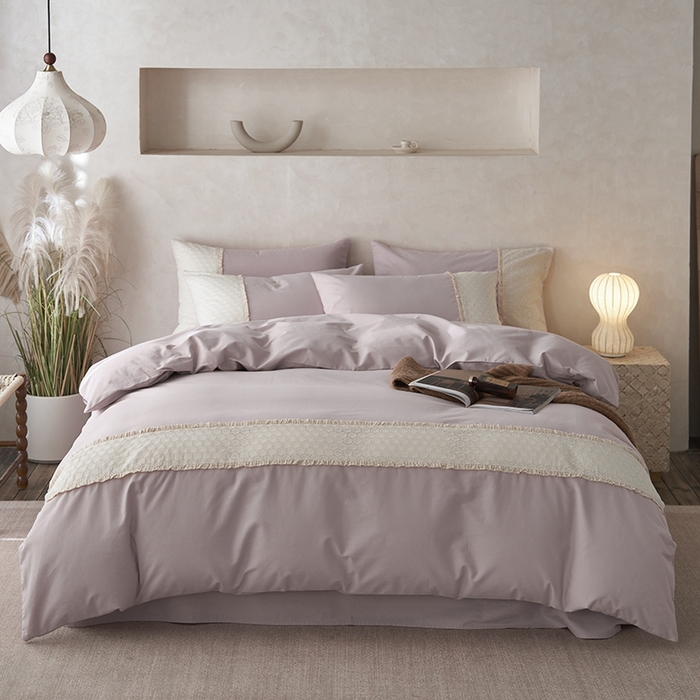 91家纺网 家纺一手货源 找家纺 安莱生活 2024新款100支全棉磨毛高工艺四件套-迪安 迪安-紫