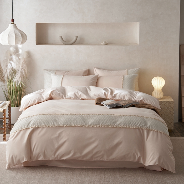 91家纺网 家纺一手货源 找家纺 安莱生活 2024新款100支全棉磨毛高工艺四件套-迪安 迪安-粉