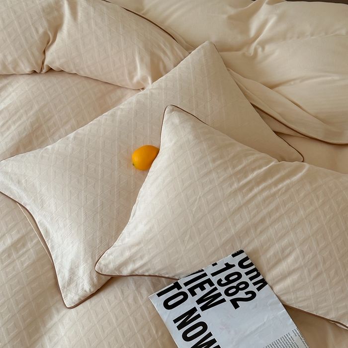 91家纺网 家纺一手货源 找家纺 （总）梦享生活家居 2024新款全棉肌理纹四件套-滚边系列