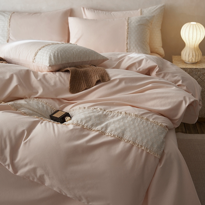 91家纺网 家纺一手货源 找家纺 安莱生活 2024新款100支全棉磨毛高工艺四件套-迪安 迪安-粉