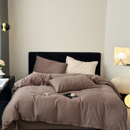 91家纺网 家纺一手货源 找家纺 （总）梦享生活家居 2024新款全棉肌理纹系列四件套-素写