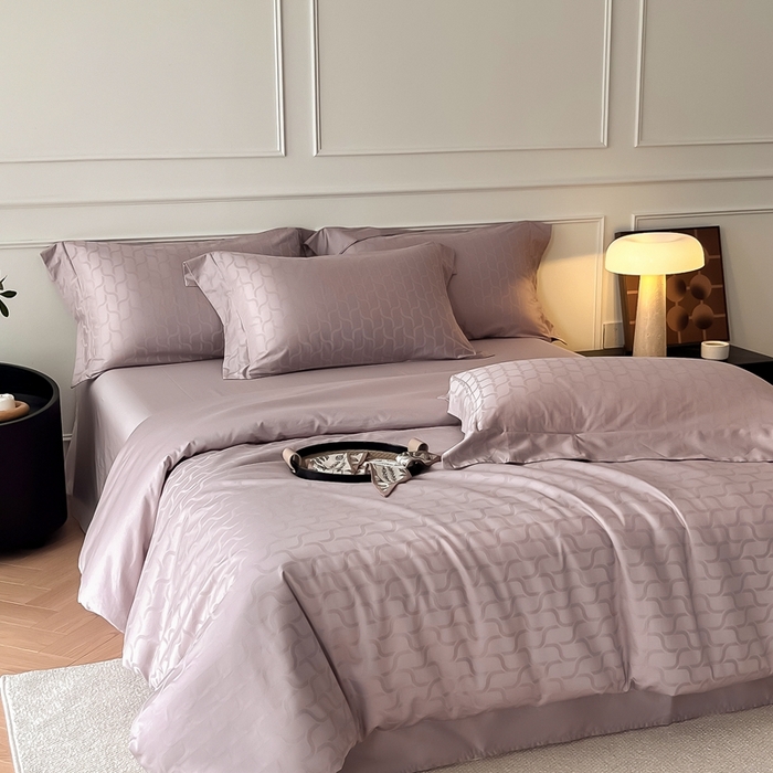 91家纺网 家纺一手货源 找家纺 安莱生活 2024新款100s全棉提花简约四件套 菲林客