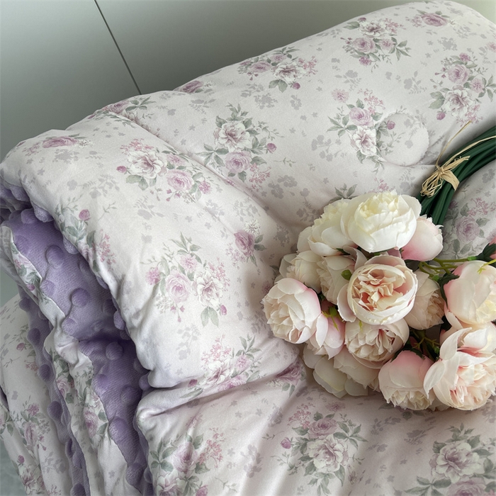 91家纺网 家纺一手货源 找家纺 奈萝家纺 2024新款秋冬印花针织棉豆豆绒春秋被冬被 倾慕