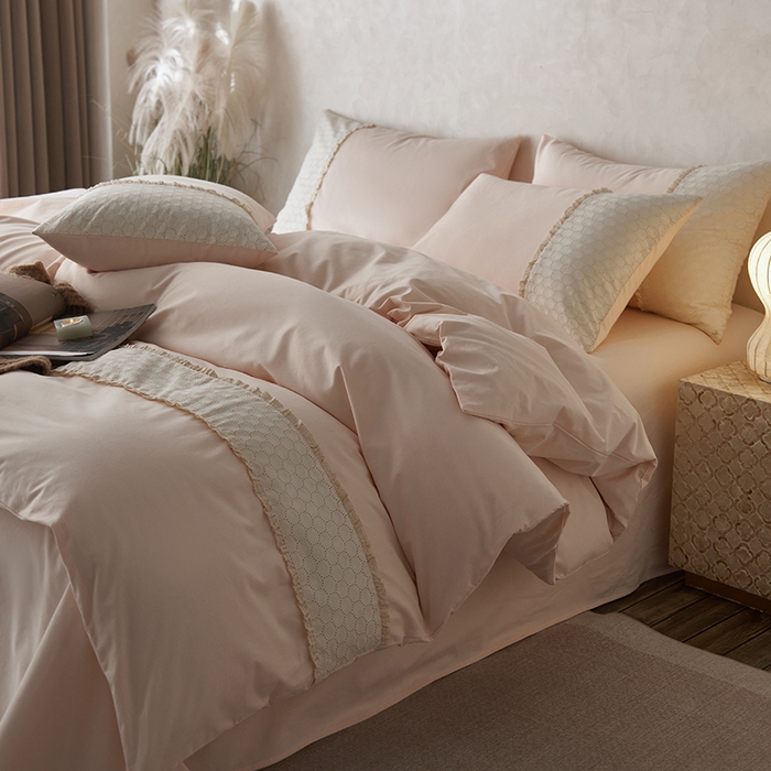 91家纺网 家纺一手货源 找家纺 安莱生活 2024新款100支全棉磨毛高工艺四件套-迪安 迪安-粉