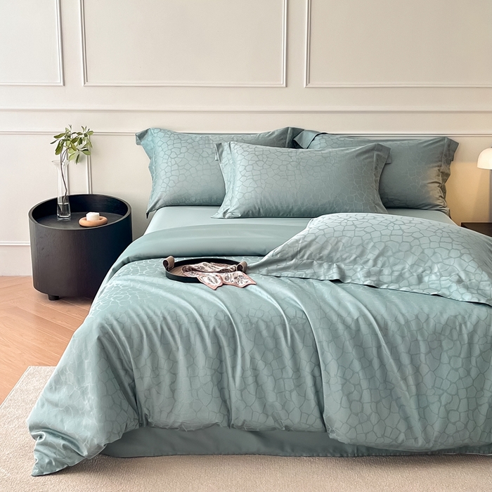 91家纺网 家纺一手货源 找家纺 安莱生活 2024新款100s全棉提花简约四件套 赫罗