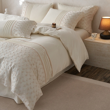 91家纺网 家纺一手货源 找家纺 安莱生活 2024新款100支全棉磨毛高工艺四件套-卡蜜儿 卡蜜儿-珍珠白