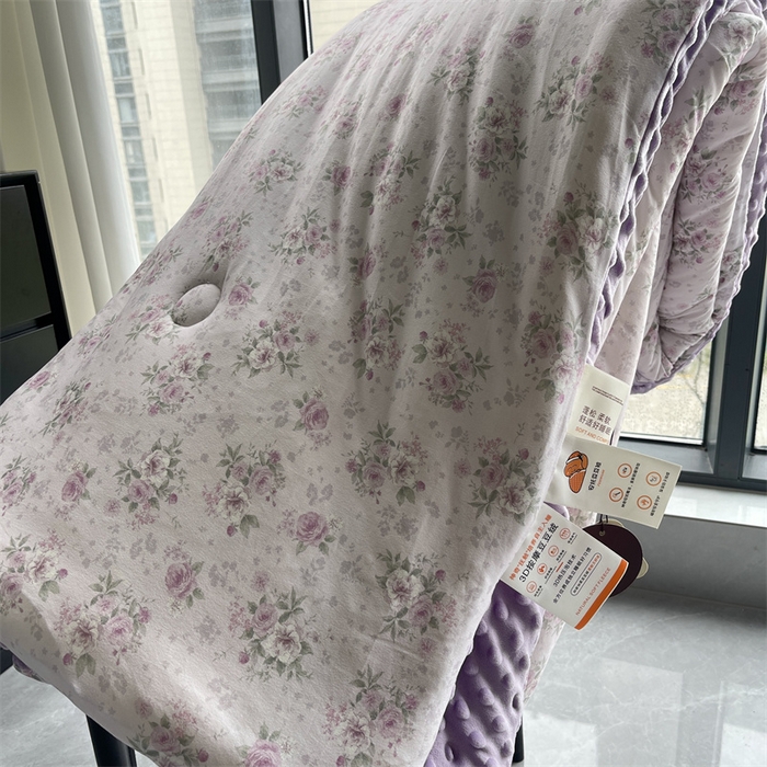 91家纺网 家纺一手货源 找家纺 奈萝家纺 2024新款秋冬印花针织棉豆豆绒春秋被冬被 倾慕