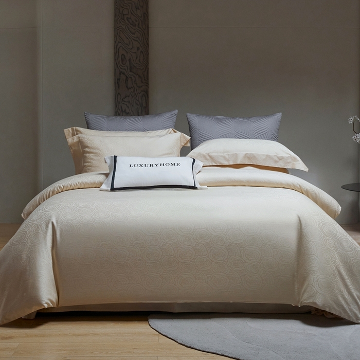 91家纺网 家纺一手货源 找家纺 安莱生活 2024新款100s全棉提花简约四件套 玫瑰