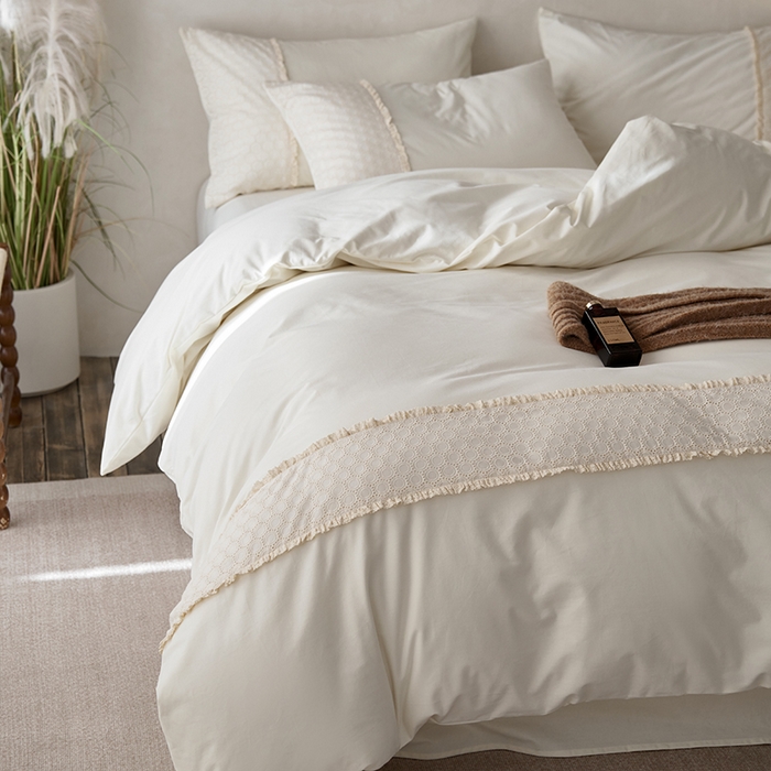 91家纺网 家纺一手货源 找家纺 安莱生活 2024新款100支全棉磨毛高工艺四件套-迪安 迪安-白