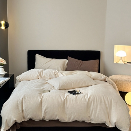 91家纺网 家纺一手货源 找家纺 （总）梦享生活家居 2024新款全棉肌理纹系列四件套-素写