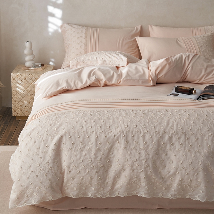 91家纺网 家纺一手货源 找家纺 安莱生活 2024新款100支全棉磨毛高工艺四件套-卡蜜儿 卡蜜儿-芭蕾粉