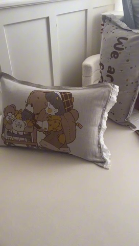 91家纺网 家纺一手货源 找家纺 2024新款韩系四层纱布枕套一对装花边款纯棉纽扣款枕套 小熊超市