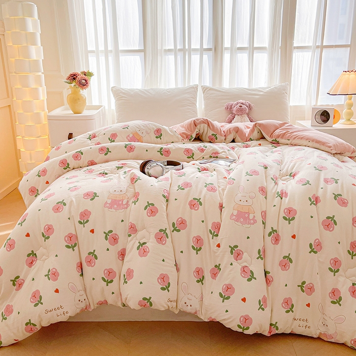 91家纺网 家纺一手货源 找家纺 魅图家纺 2025新款A类超柔云朵棉棉花被 曼塔玫瑰