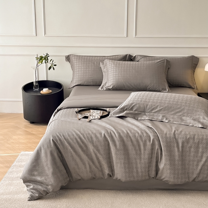 91家纺网 家纺一手货源 找家纺 安莱生活 2024新款100s全棉提花简约四件套 艺海观澜