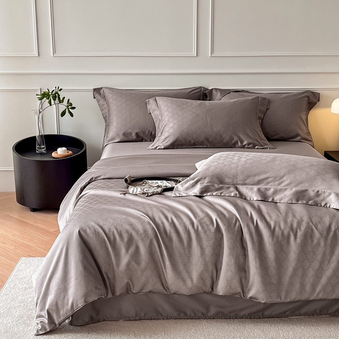 91家纺网 家纺一手货源 找家纺 安莱生活 2024新款100s全棉提花简约四件套 艺维