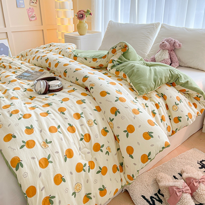 91家纺网 家纺一手货源 找家纺 魅图家纺 2025新款A类超柔云朵棉棉花被 心想事橙