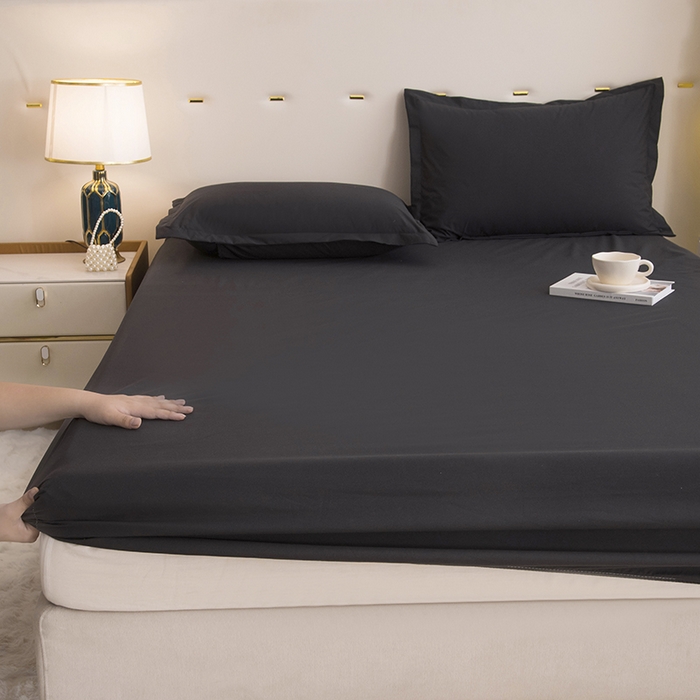 91家纺网 家纺一手货源 找家纺 茗婷家纺 2025新款供跨境外贸茗婷纯色磨毛床笠现货供应外贸尺寸 黑色