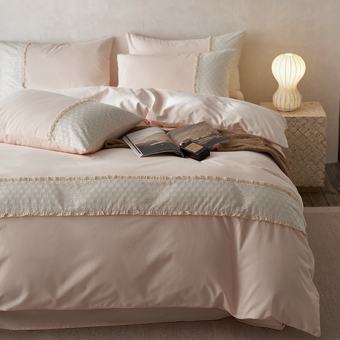 91家纺网 家纺一手货源 找家纺 安莱生活 2024新款100支全棉磨毛高工艺四件套-迪安 迪安-粉