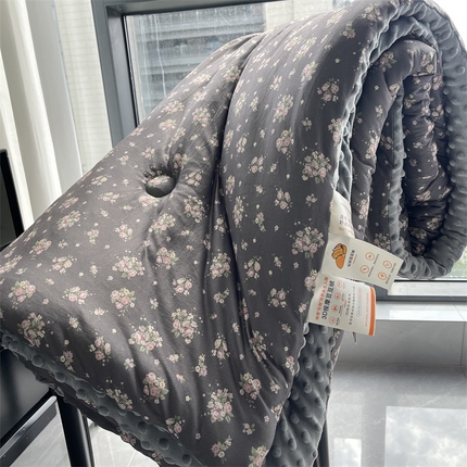 91家纺网 家纺一手货源 找家纺 奈萝家纺 2024新款秋冬印花针织棉豆豆绒春秋被冬被 茶野