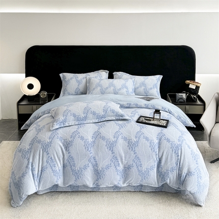金喜 2024新款加厚保暖230克高克重牛奶绒四件套雕花绒四件套-牛奶绒雕花系列 雪柳