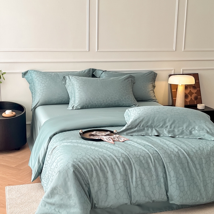 91家纺网 家纺一手货源 找家纺 安莱生活 2024新款100s全棉提花简约四件套 赫罗